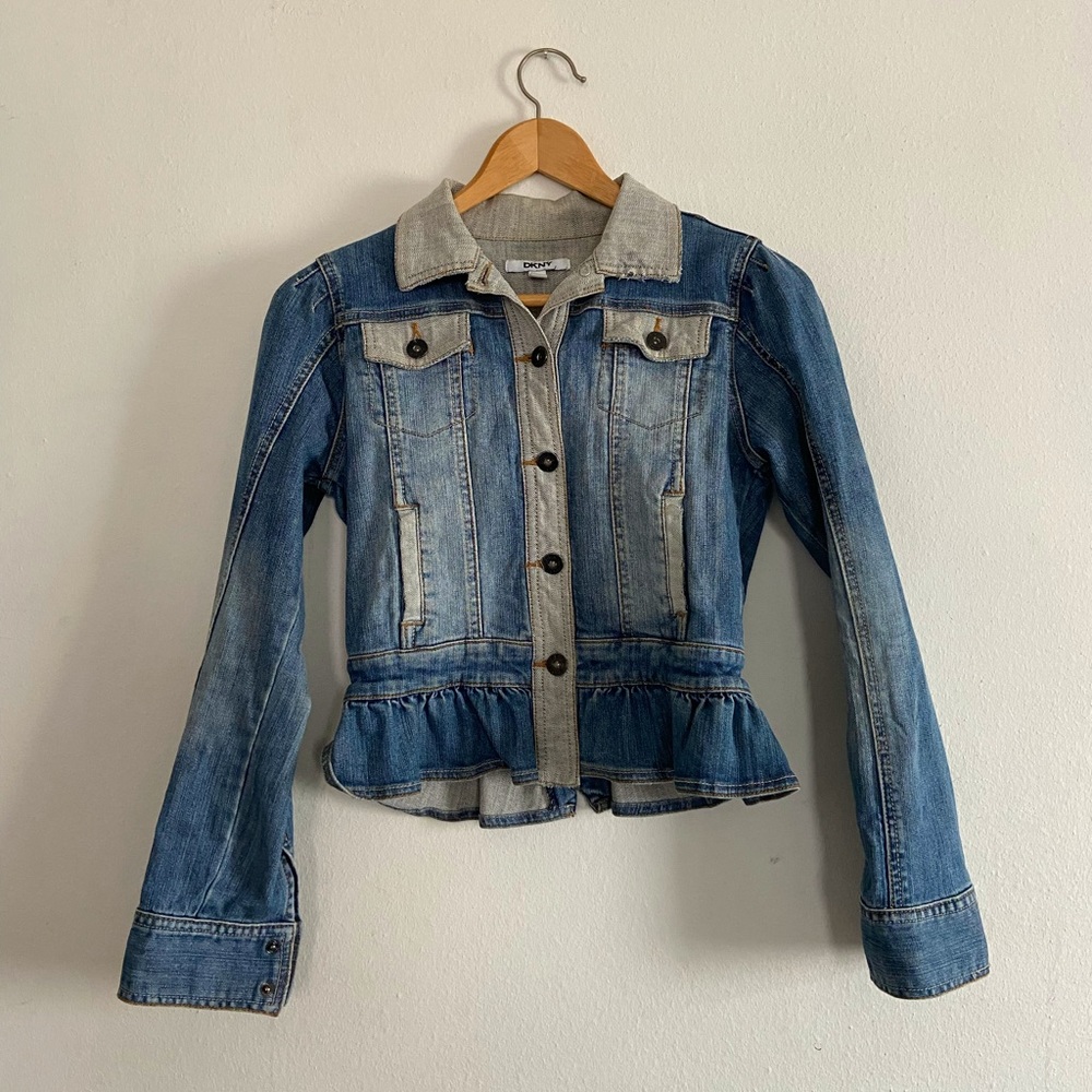 DKNY ruffle denim jacket